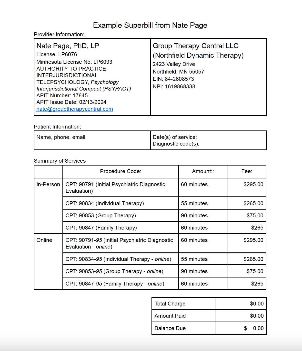 Rates and Insurance | Northfield Dynamic Therapy